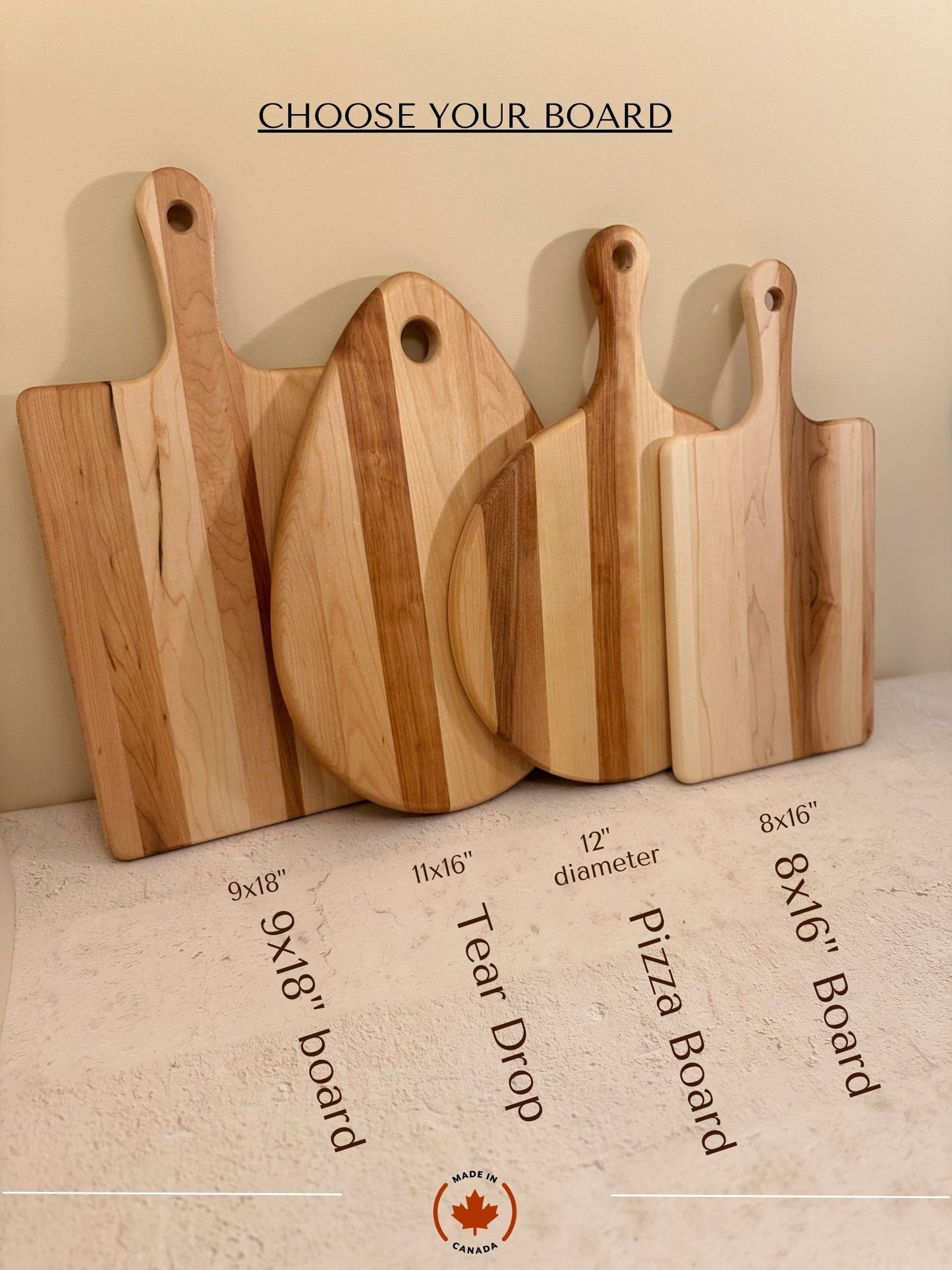 The Niagara - Personalized Maple Cutting Board | Engraved Charcuterie Board - 9" × 18"