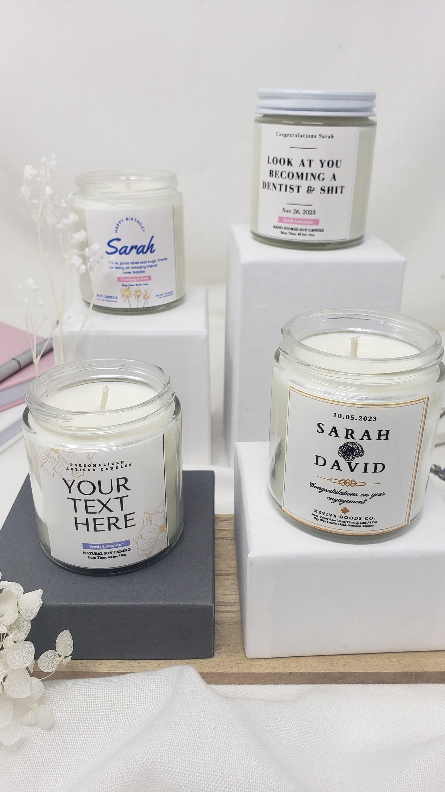 Personalized Candle Gift For Her Soy Candle Custom Text Candle Gift Set Label Candle Birthday Candle Gift Set Wedding Gift For Couples Gift