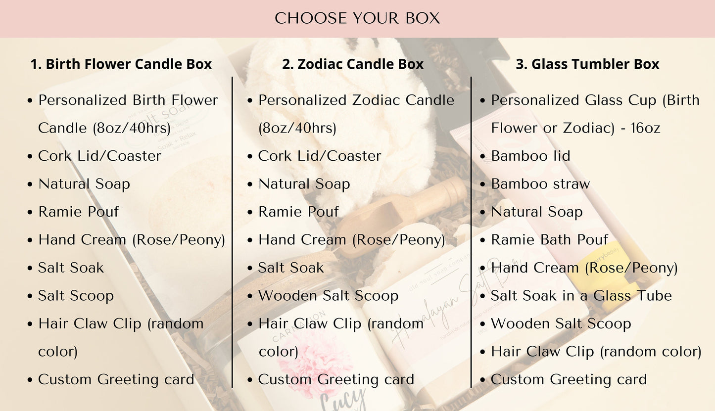 Best Friend Birthday Gift Box Bestie Birth Flower Gift Her Care Package Girlfriend Zodiac Sign Bday Present SelfCare Gift Her Spa Gift Set