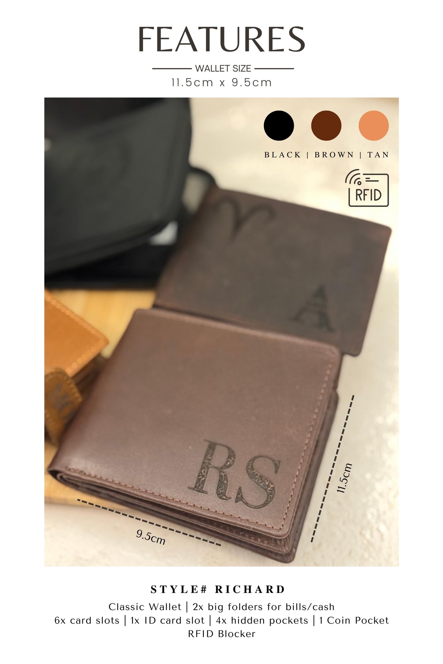 Birthday Gift Him Leather Wallet for Dad Special Present Idea Men Wallets with Pocket Card Case for Wedding Gift Dad Personalized Item