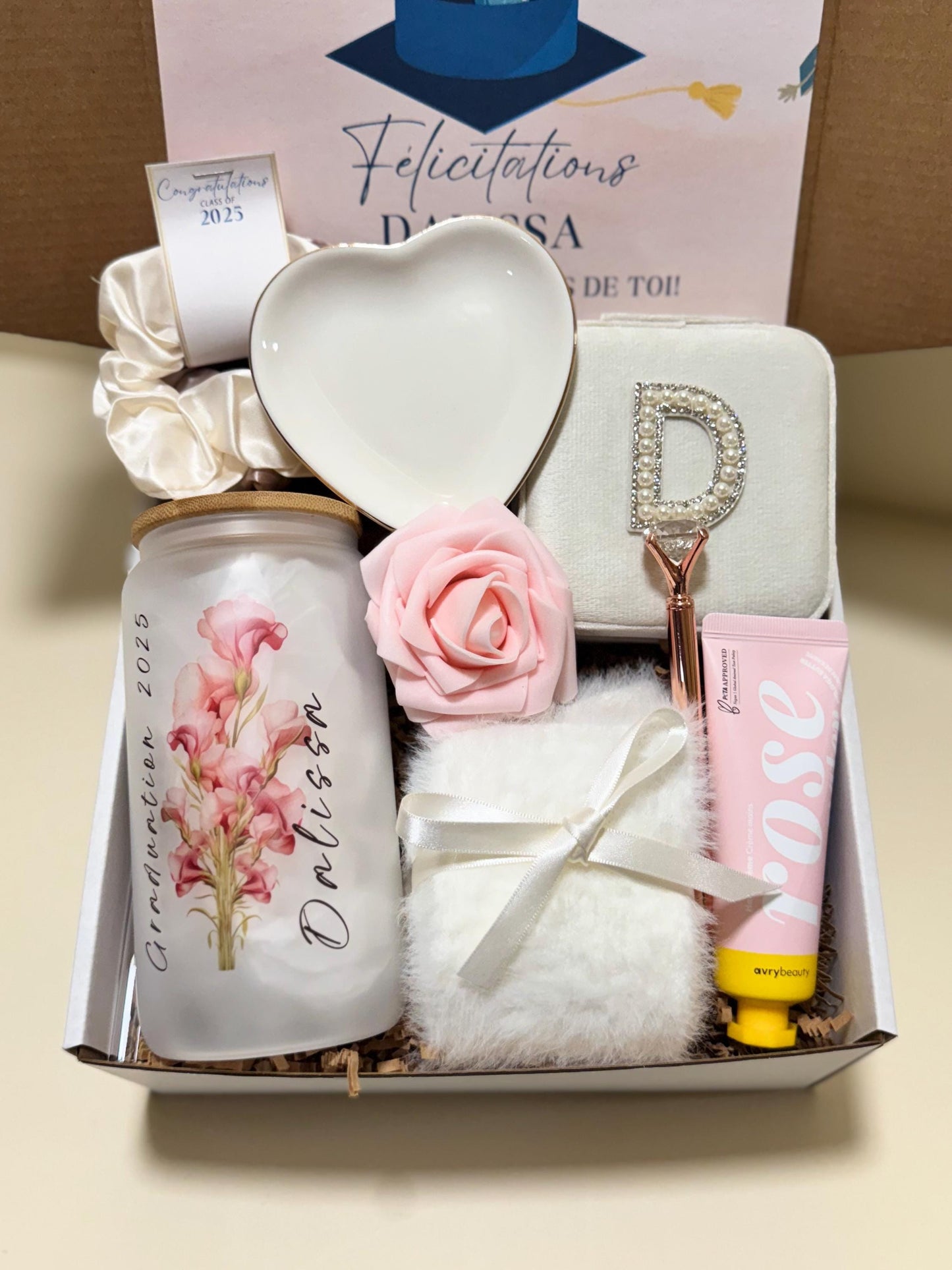 Unique Birthday Gift Box For Her Custom Tumbler Spa Set Best Friend Present Luxury Self Care Package Joy Bundle present for women Happy Mail