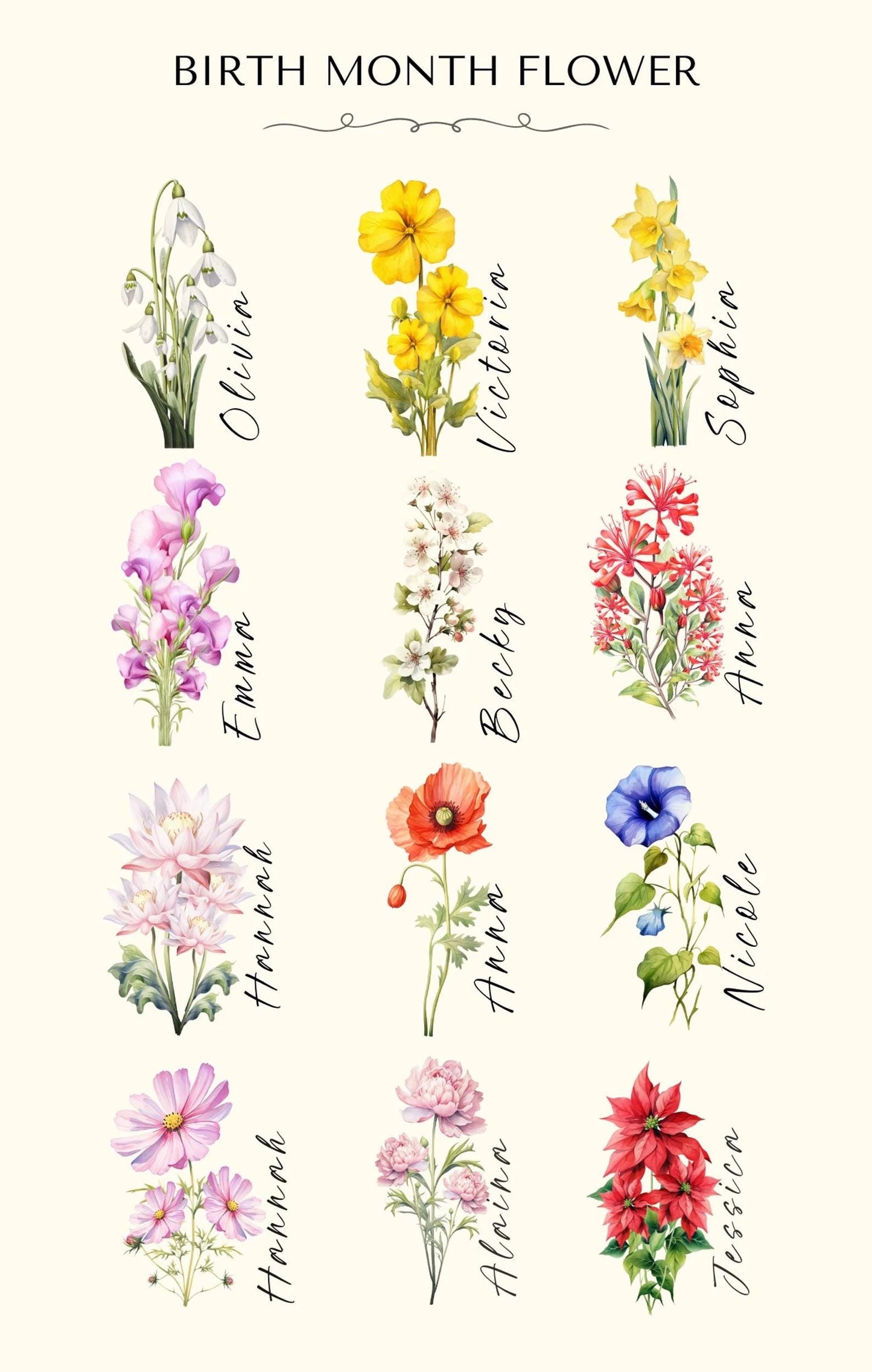 Custom Flower Gift Birth Month Special Box Surprise Set Monogram Jewelry Holder Gift Name Glass Cup Personalized Friend Gift Unique Present