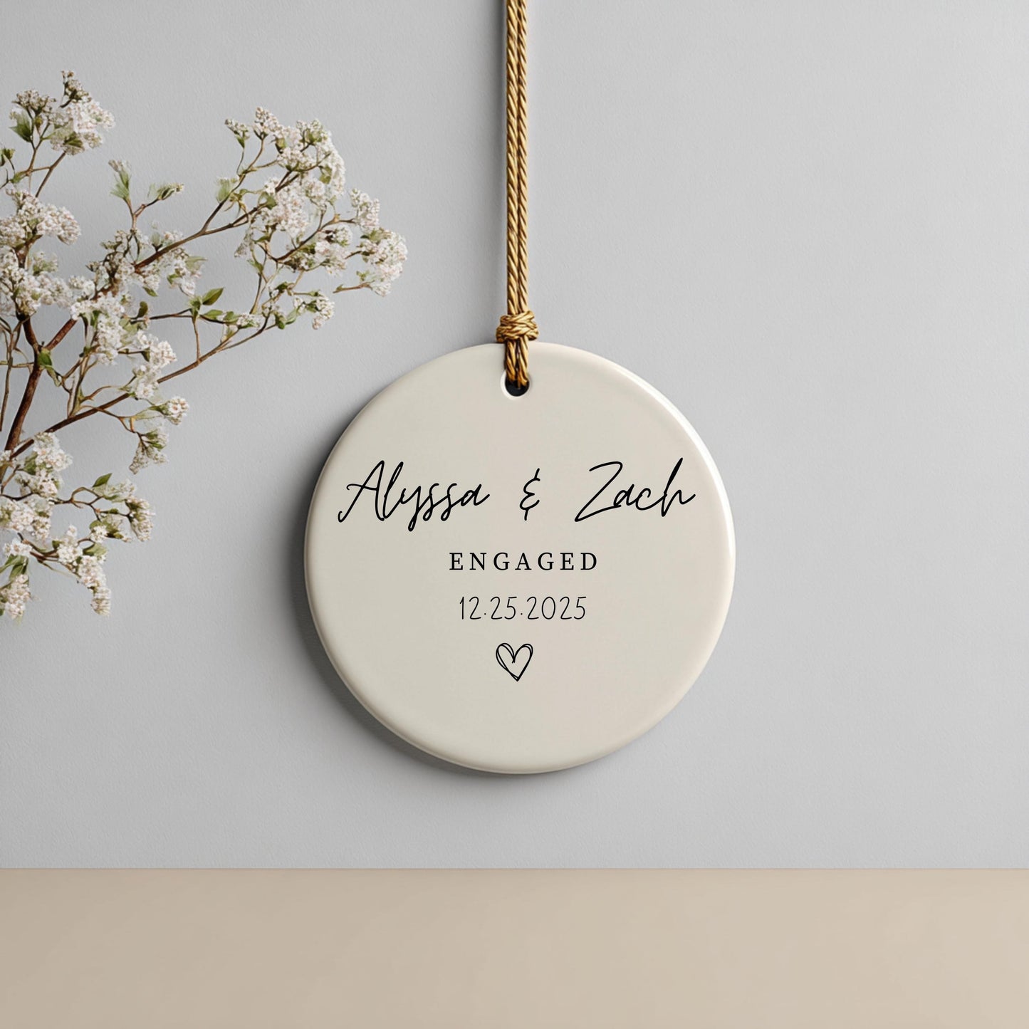 Personalized Engagement Acrylic Ornament Custom Bride To Be Gift First Christmas Bridal Shower Gift New Couple Keepsake Gift for Newly Weds