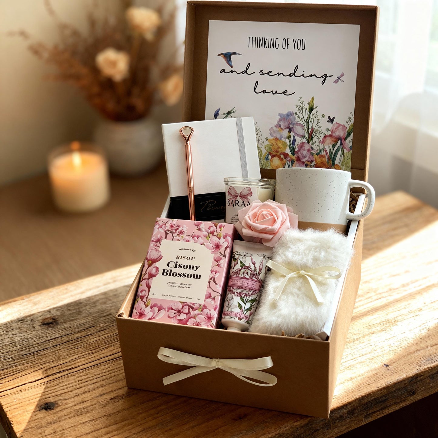 Thinking of You Wellness Tea Gift Box Her Personalized Gift Set Birthday Gift Care Package Thank You Special Treat Wellness Box Pamper Kit
