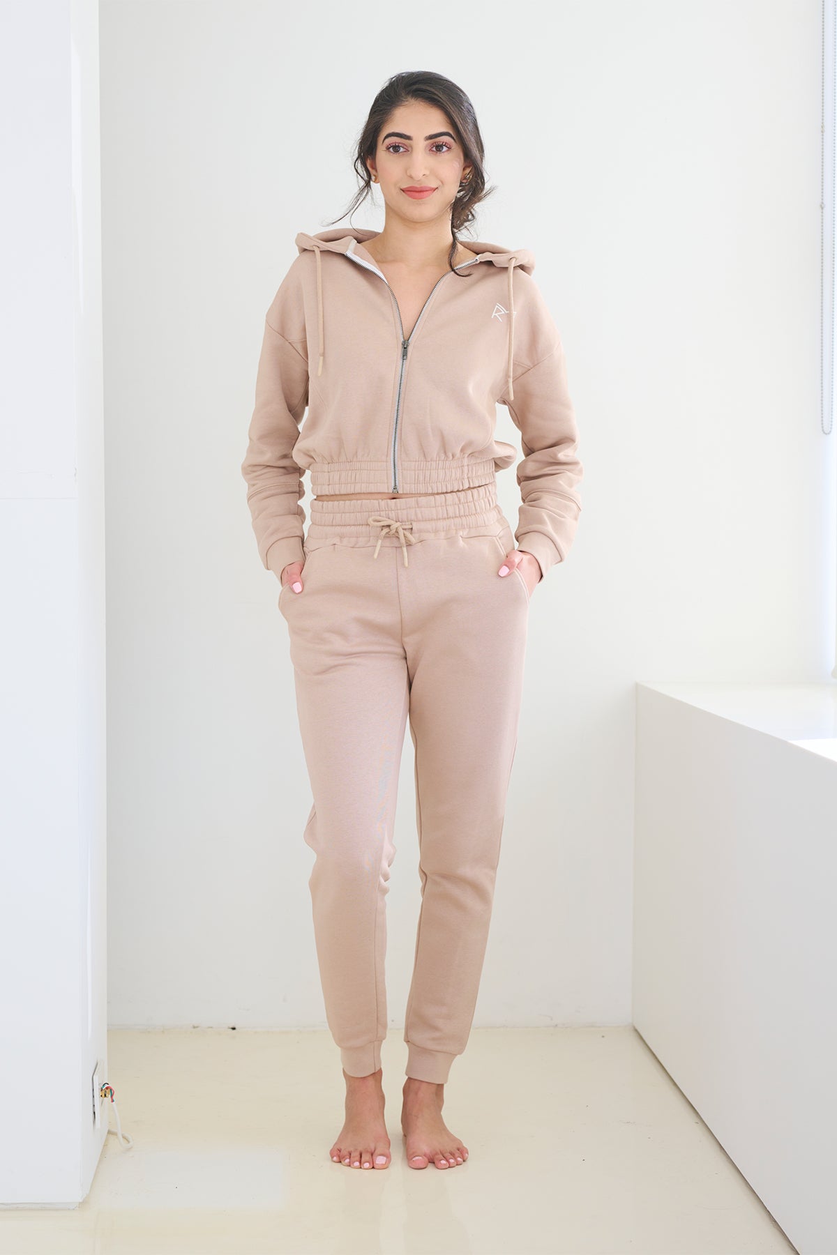 Cropped Zip Hoodie, High-Waisted Scrunchie Jogger – Revive Goods.