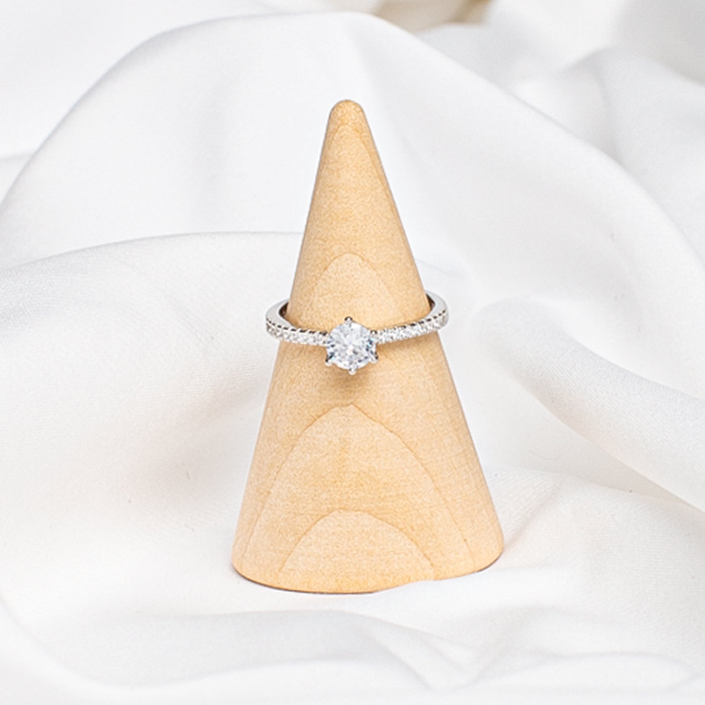 Sparkling Solitaire Ring With Cubic Zirconia In Sterling Silver