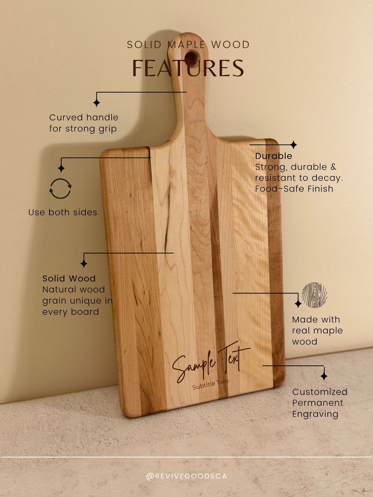 The Niagara - Personalized Maple Cutting Board | Engraved Charcuterie Board - 9" × 18"