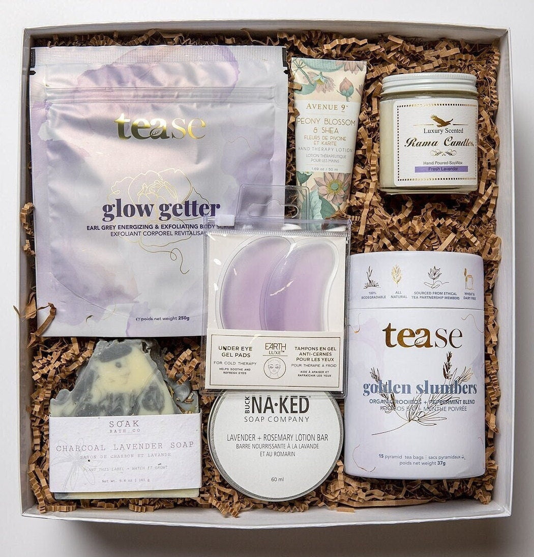 Personalized Candle Gift Box Tea Gift Set Self Care Gift Basket Pampering Gift Birthday Housewarming Gift Women Care Package Custom Gift Her