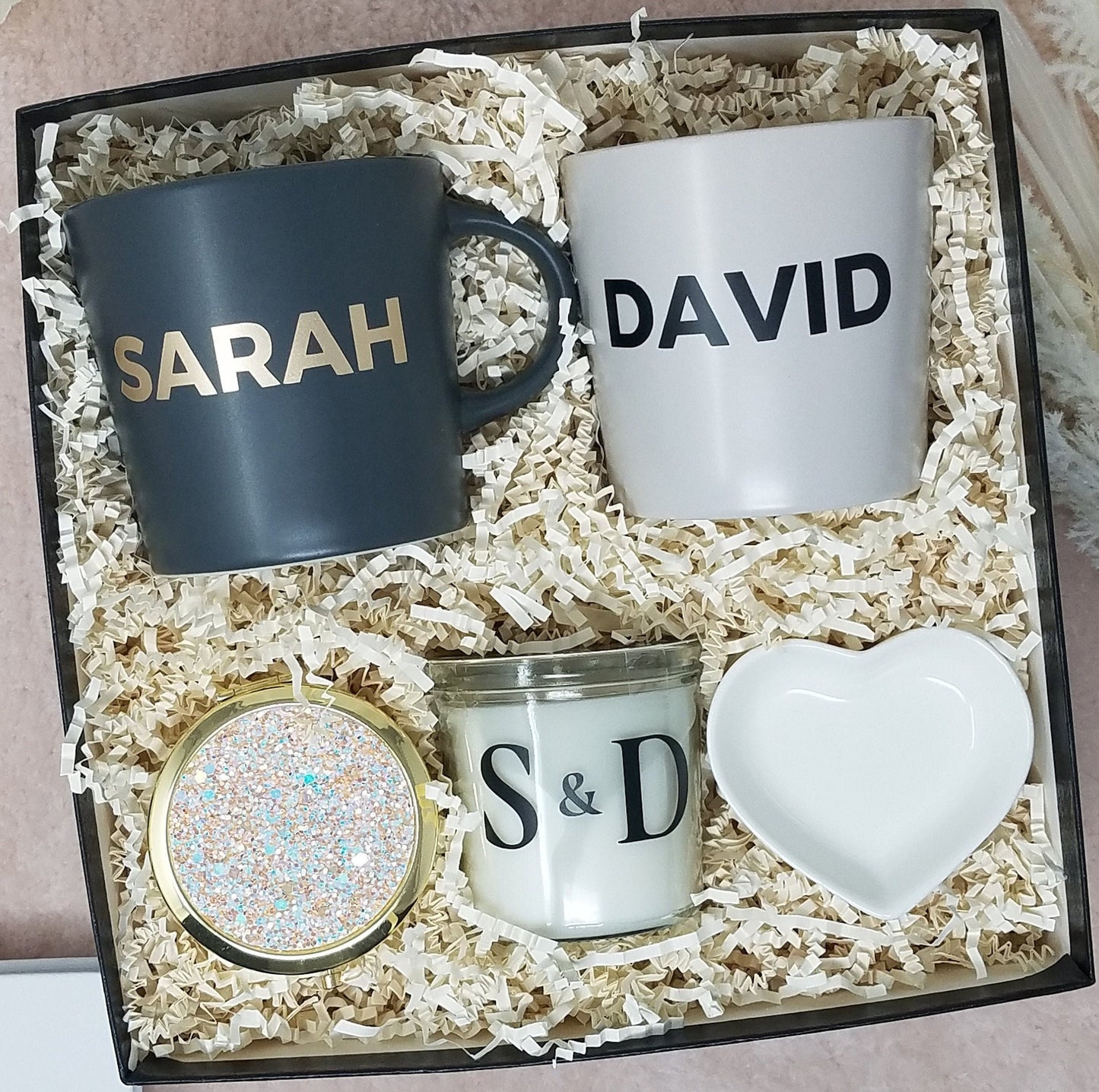 Engagement Gift Box For Couple with Personalized Mugs Candle Gift Engagement Gift Future Mrs Bride To Be Gift Basket Couple Anniversary Gift
