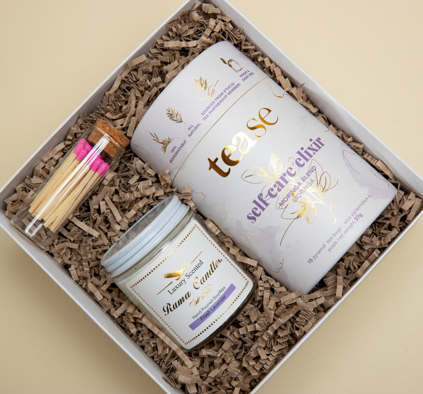Personalized Candle Gift Box Tea Gift Set Self Care Gift Basket Pampering Gift Birthday Housewarming Gift Women Care Package Custom Gift Her
