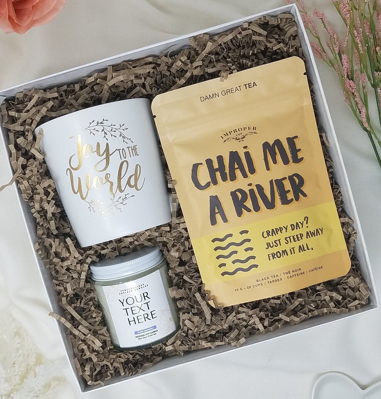 Christmas Gift Box Personalized Candle Gift Holiday Present Her Birthday Gift Custom Candle Gift Set Her Personalized Candle Tea Mug Gift