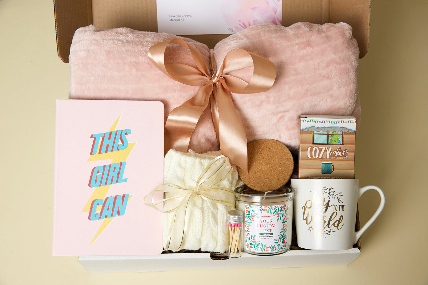 Best Friend Gift Hygge Gift Box with Blanket Pampering Gift Set Get Well Self Care Gift For Her Birthday Gift Custom Candle Gift Cozy Gift