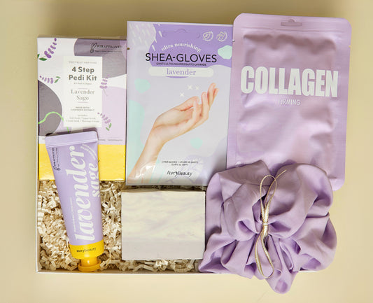 Lavender Self Care Gift Box For Her Birthday Gift Idea Personalized Candle Gift for Mother Get Well Soon Gift Comfort Pedi Foot Care Package