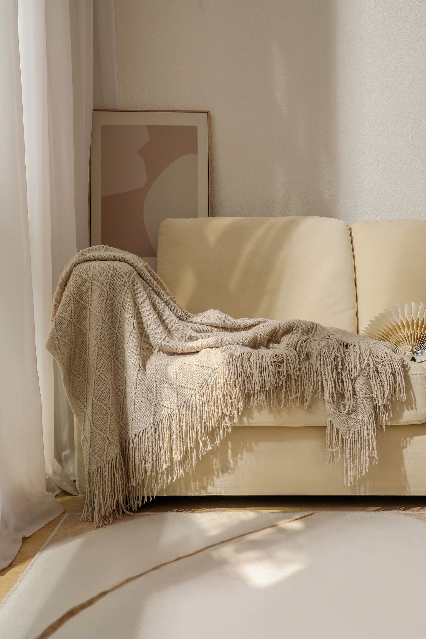 Cozy Throw Blanket Home Decor Boho Knitted Blanket Couch Throw Blanket Gift Basket Her Birthday Gift Mom Gift Idea Housewarming Gift Host