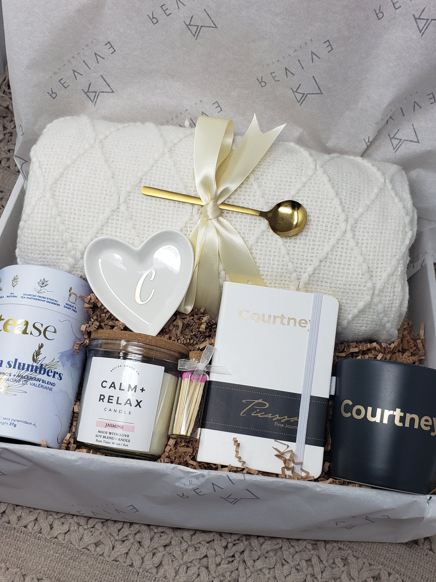 Anniversary Gift Her Cozy Holiday Christmas Gift Birthday Gifts For Girlfriend Hygge Gift Box with Blanket Bday Gift Basket Mom Personalized
