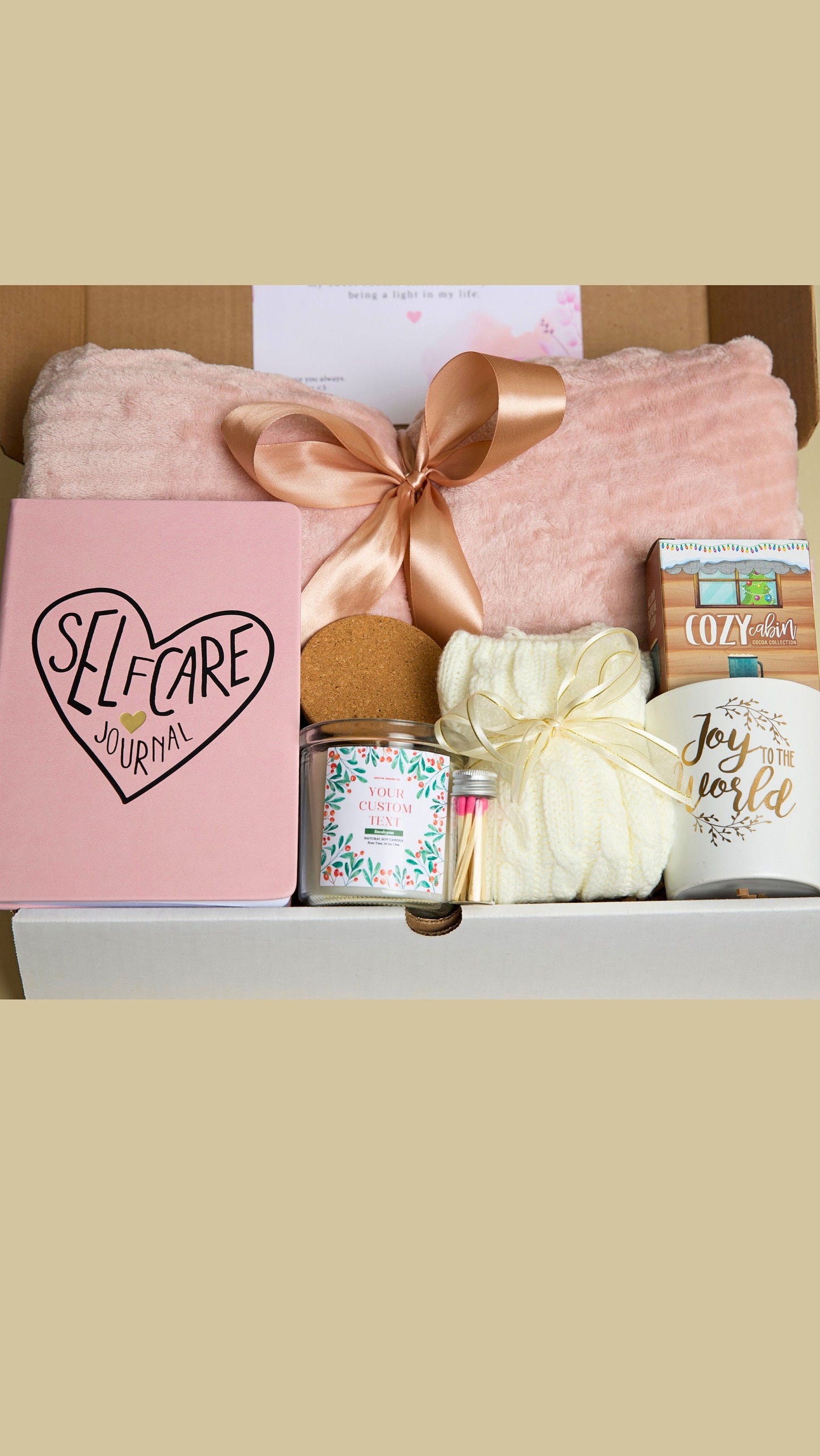 Best Friend Gift Hygge Gift Box with Blanket Pampering Gift Set Get Well Self Care Gift For Her Birthday Gift Custom Candle Gift Cozy Gift