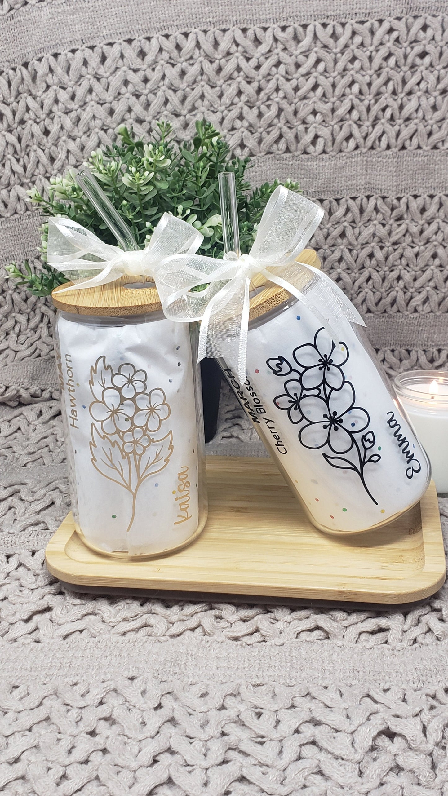 Personalized Birth Month Glass Name Cup Birthday Cup her Custom Name Tumbler with birth flower glass cup Birthday Flower Cup Birth Cup Gift