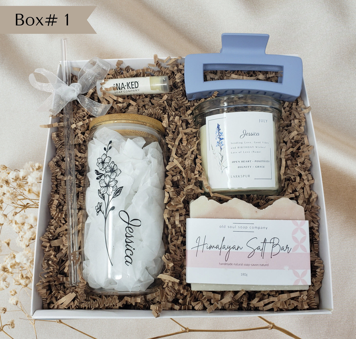 Birth Flower Gift Personalized Glass Cup Birthday Gift For Friend Bday Gift Basket Mom Spa Gift Box Her Spa Kit Pampering Gift Box Birthday