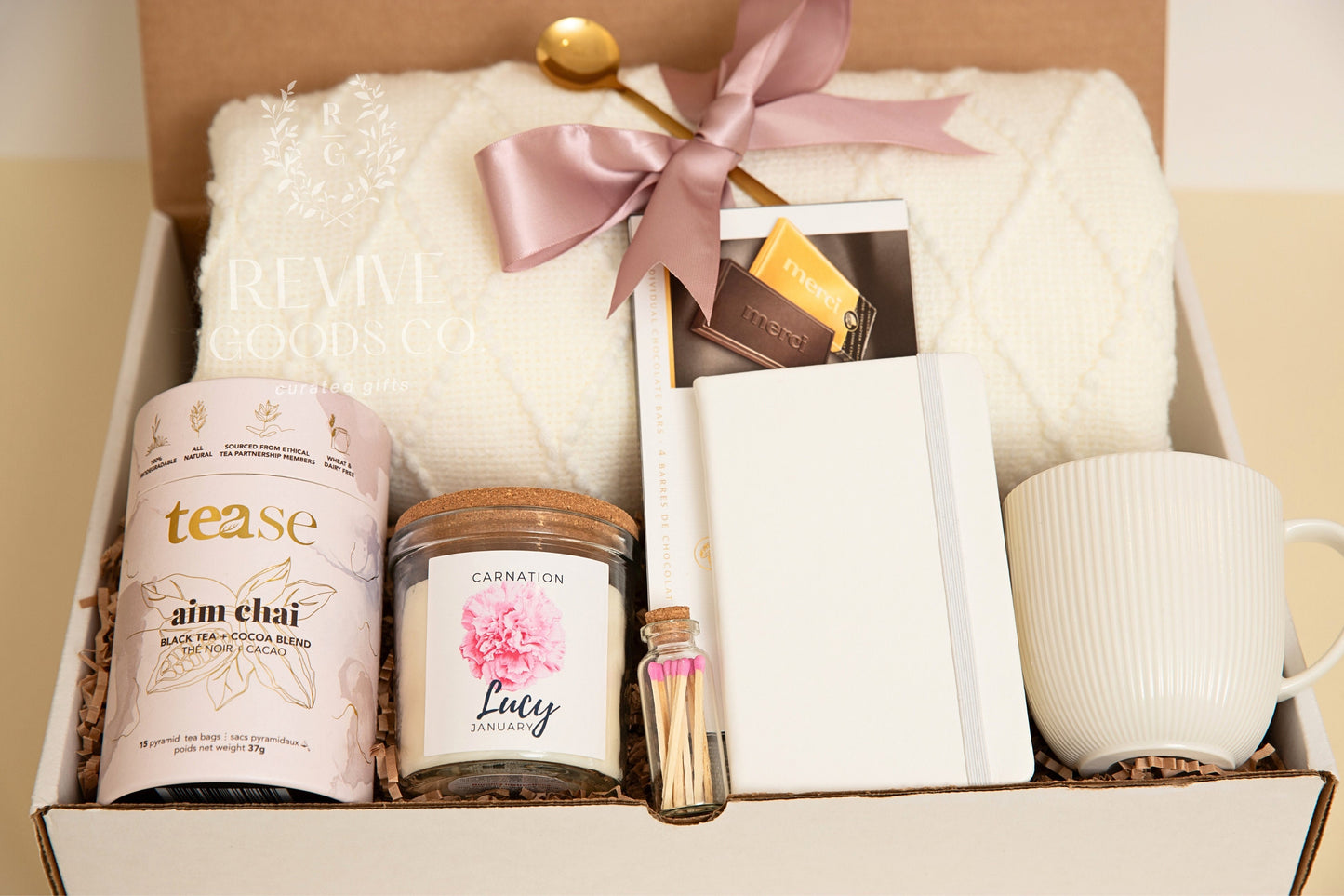 Personalized Birth flower Birthday Gift Box For Her Warm Cozy Care Package with blanket Thank You Gift mentor Coworker Gift For Her Birthday