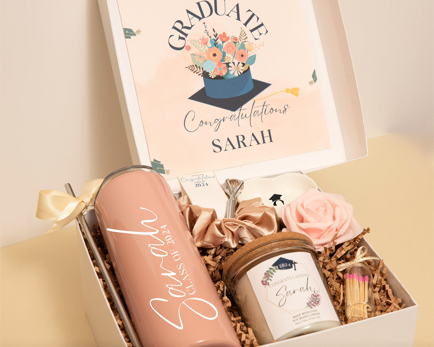 Graduation Gift Her Grad Gift Box Personalized Tumbler Gift Set Class Of 2025 College Graduation Gift Basket Candle Present Student Grads For Pam