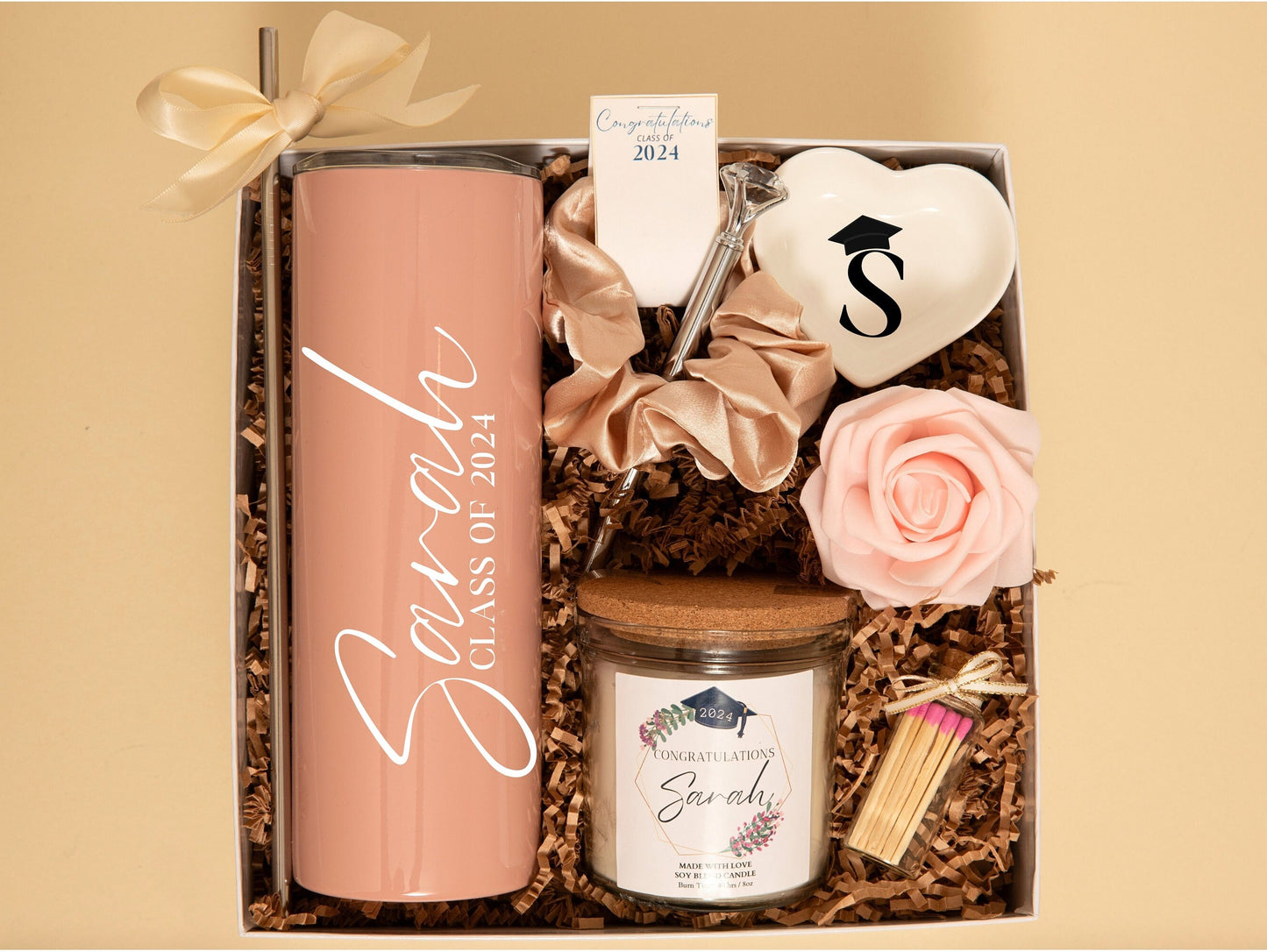 Graduation Gift Her Grad Gift Box Personalized Tumbler Gift Set Class Of 2025 College Graduation Gift Basket Candle Present Student Grads For Pam
