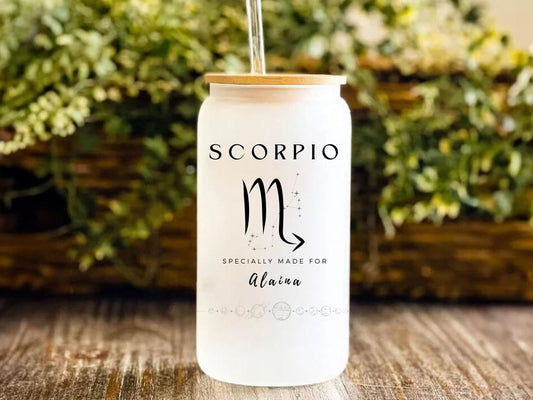 Zodiac Sign Birthday Tumbler Constellation Glass Cup Personalized Star Sign Tumbler Astrology Zodiac Gift for her Tumbler Birthday Present