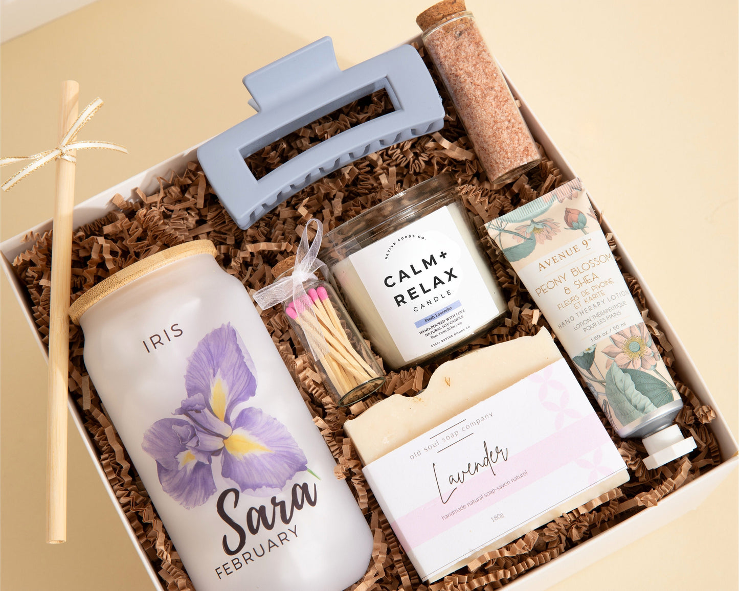 Birth Flower Birthday Gift Box with Personalized Glass Cup Her Birthday Present Friend Bday Gift Basket Mom Custom Name Gift Birth Flower