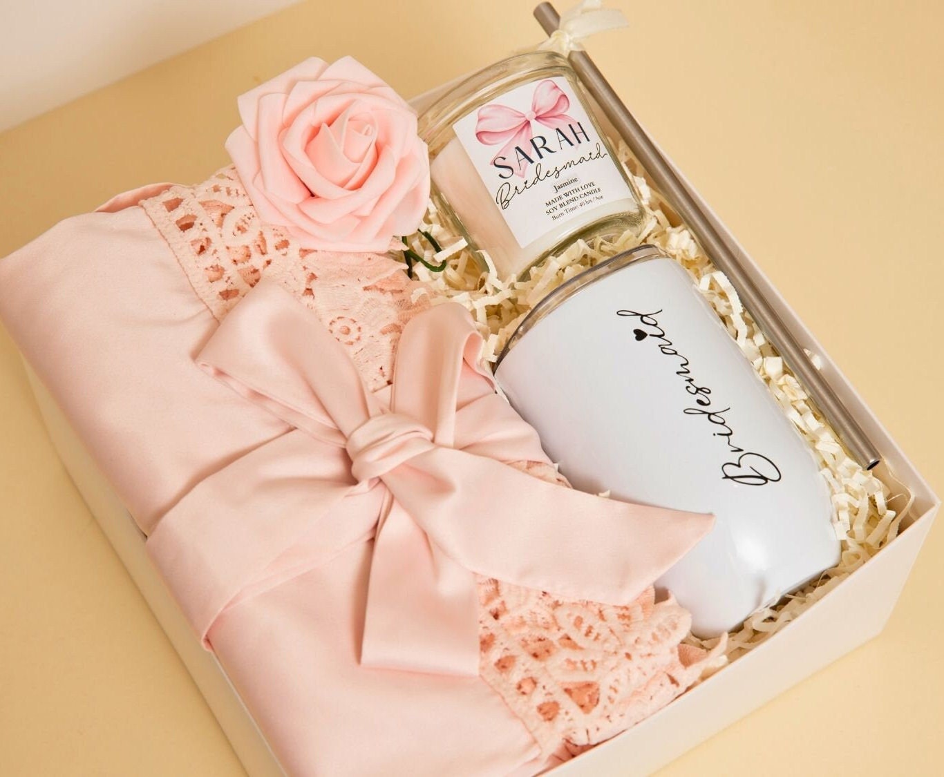 Bridesmaid Personalized Proposal Wedding Gift Box Custom Robe With Wine Tumbler Bridesmaid Gift Set Best Friend Thank You Gift Idea Basket
