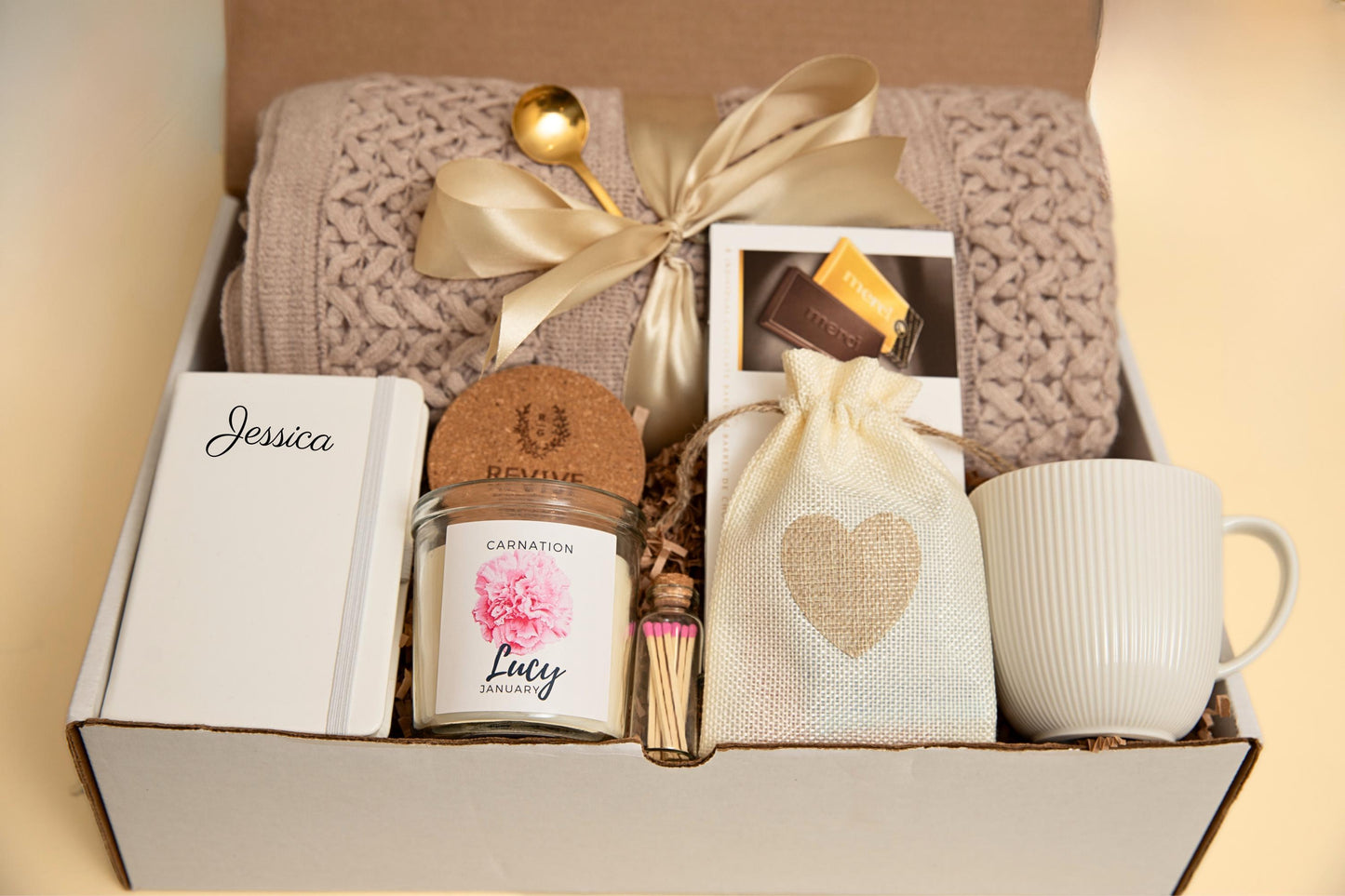 Birth Flower Birthday Gift for Her Personalized Bday Present Friend Gift Idea Hygge Gift Box with Blanket Mom Unique Gift Idea Birth Flower