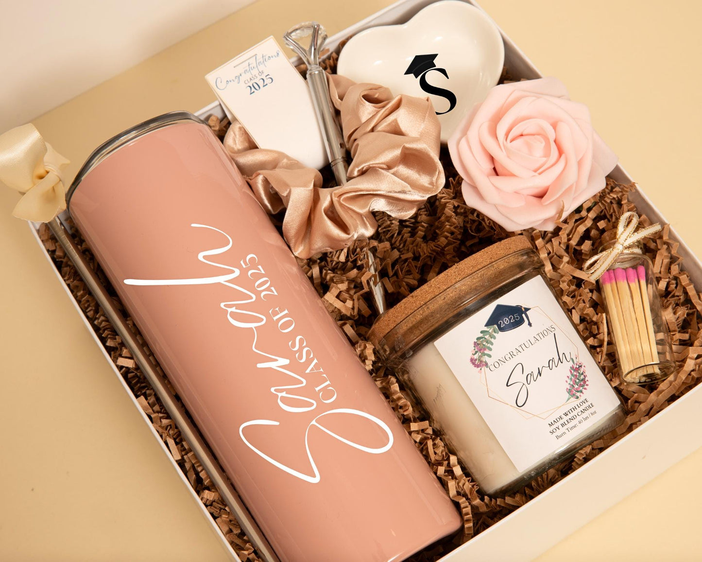 Graduation Gift Her Grad Gift Box Personalized Tumbler Gift Set Class Of 2025 College Graduation Gift Basket Candle Present Student Grads For Pam