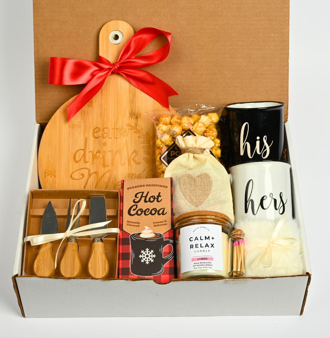 Housewarming Gift Box Family Customized Cutting Board Gift Couple Personalized Engagement Gift Realtor Closing Gift Basket New Home Owner