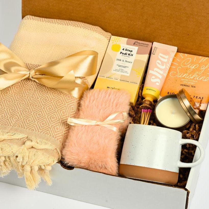 Cozy Hygge Christmas Gift For Her Selfcare Gift Box Colleague Holiday Gift Care Package Women Hygge Gift With Blanket Thinking Of You Gift
