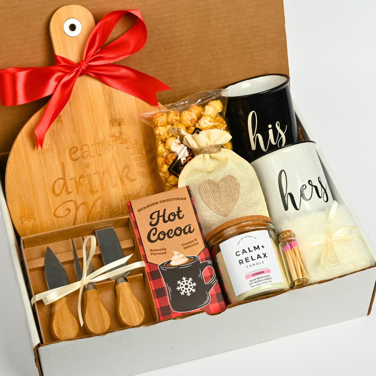 Housewarming Gift Box Family Customized Cutting Board Gift Couple Personalized Engagement Gift Realtor Closing Gift Basket New Home Owner