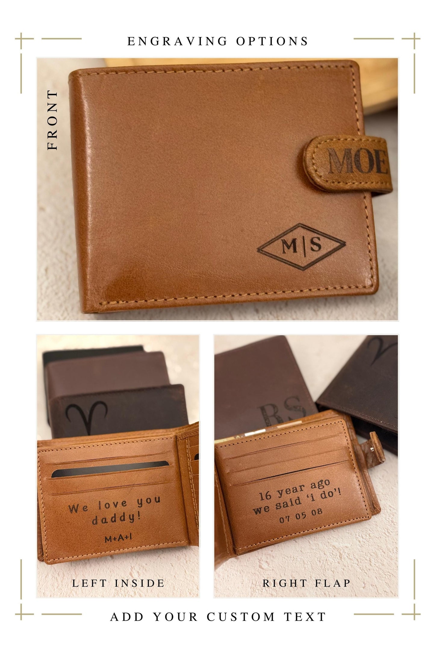Leather Wallet Men Card Holder for Dad Birthday Present for Husband Leather Gift Idea Men Custom Engraved Wallet for Him Personalized Gift
