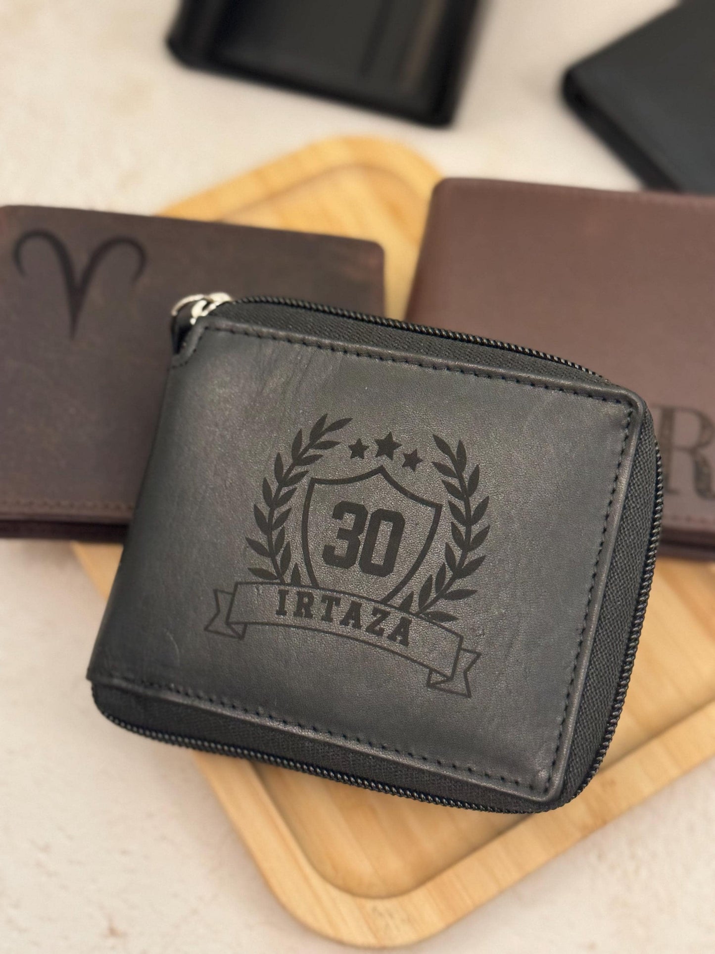 Mens Leather Gift Teenager Gift Wallet Teens Sports Design for Birthday Dad Present Fathers Day Gift Young Adults His Zipper Wallet Present