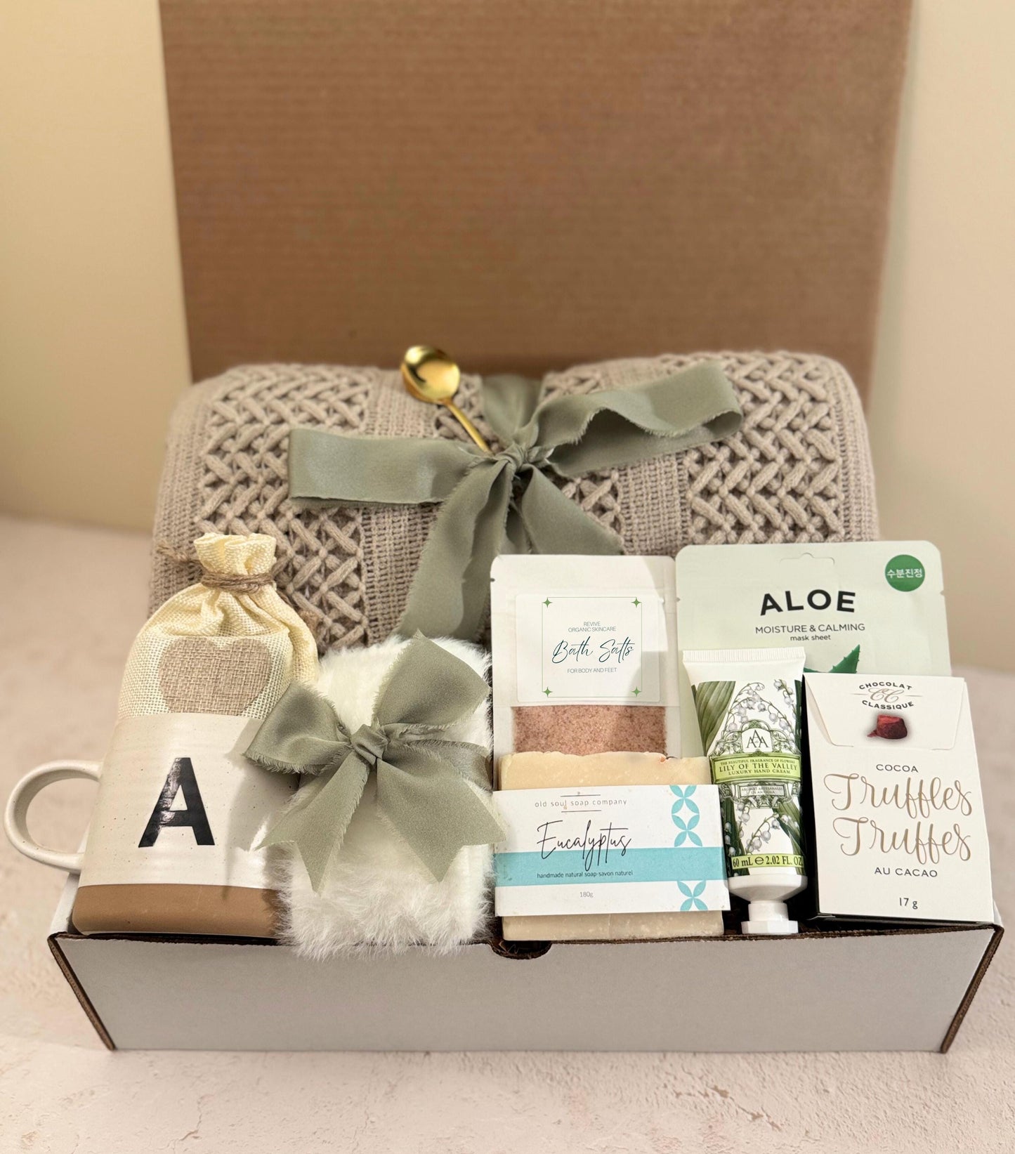 Sympathy Box with Blanket Comfort Bundle Personalized Bereavement Care Package Thinking Of You Gift Condolence Gift Box Tea Sympathy Basket