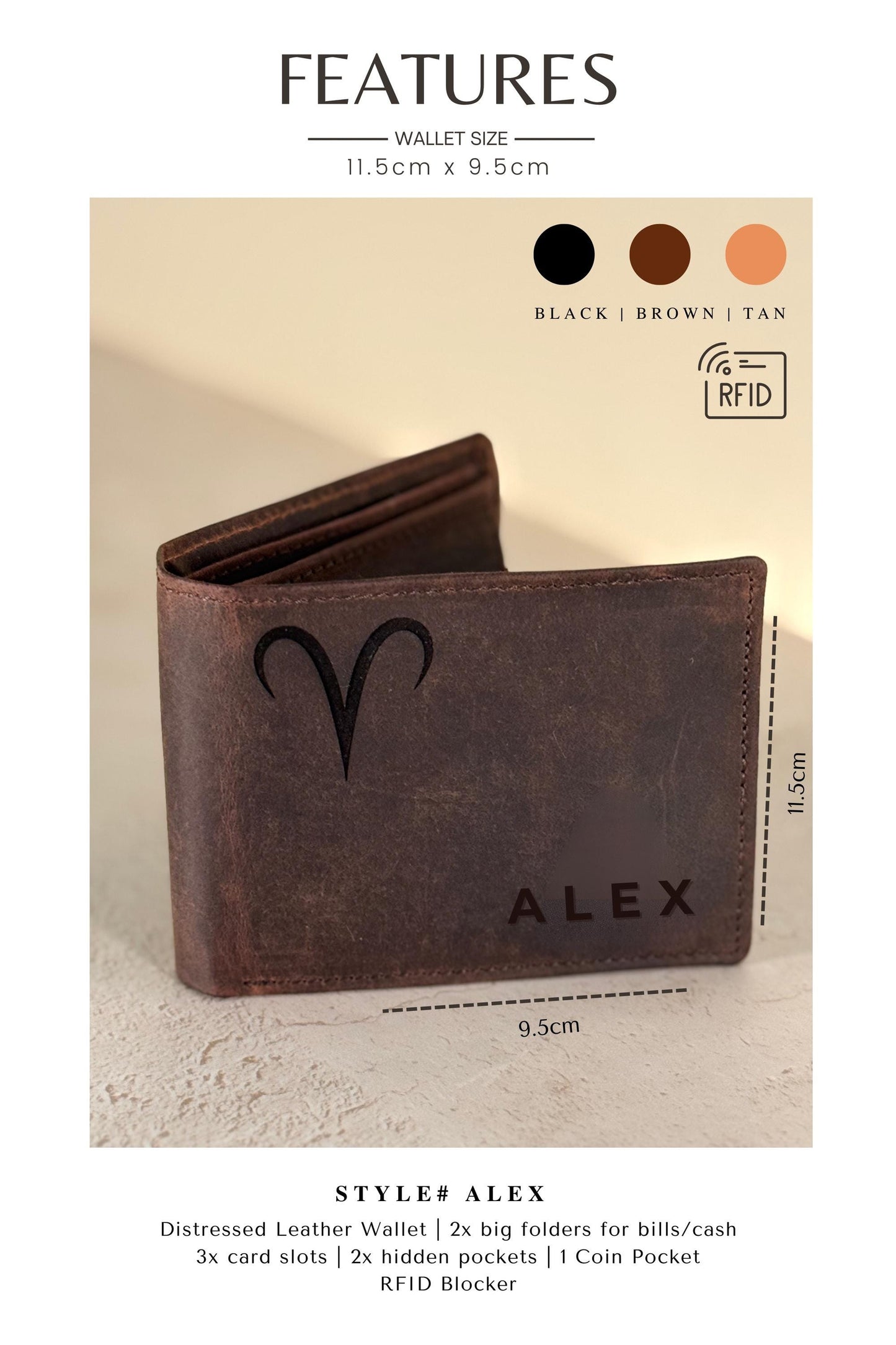 Leather Wallet Men Card Holder for Dad Birthday Present for Him Leather Case with Pocket for Money Clip Design Custom Name Card Holder Him