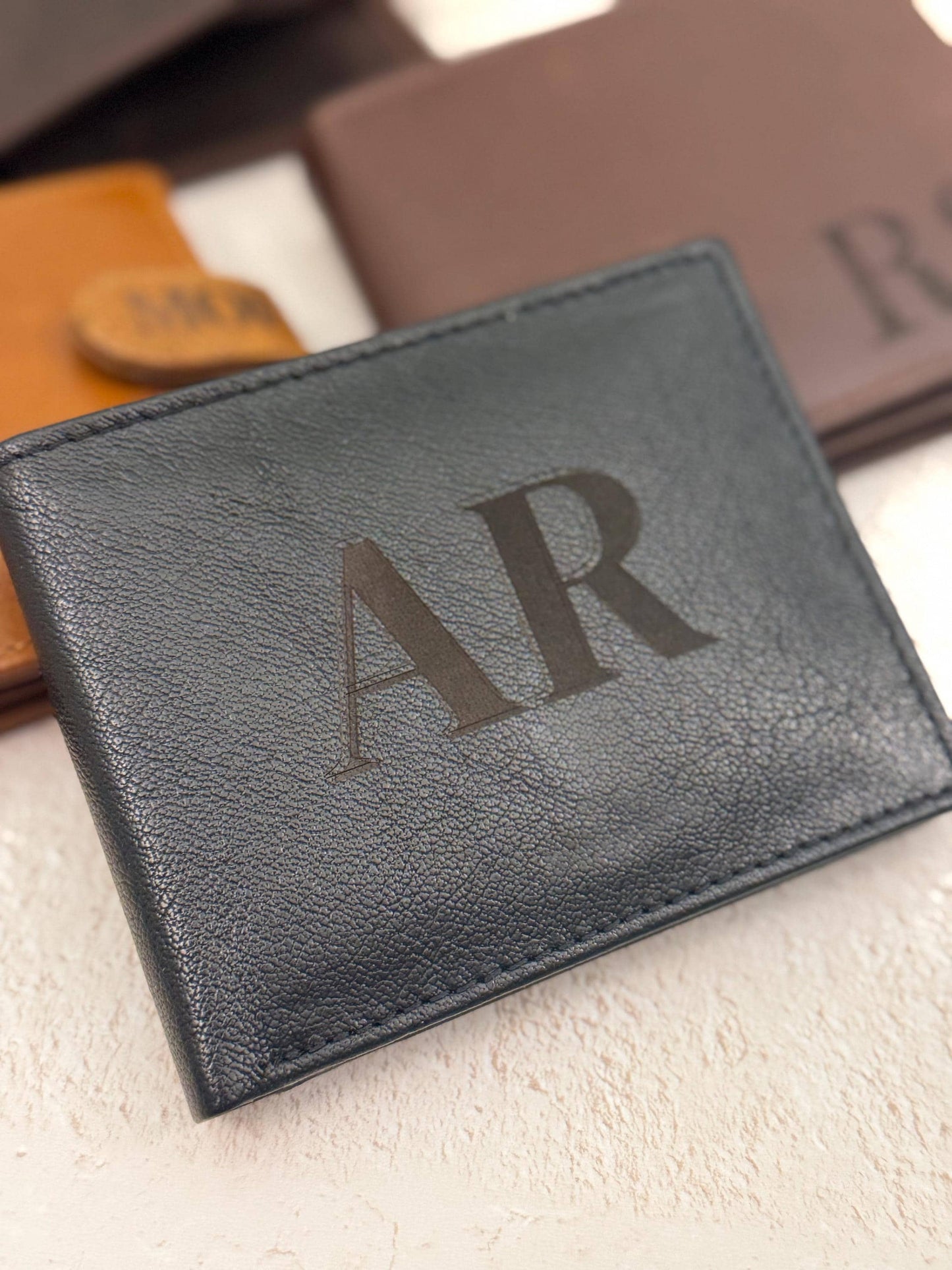 Custom Gift Dad Leather Wallet for Him Birthday Present His Wedding Day Groomsmen Gift Card Holder Leather Case Cash Pocket Security Design