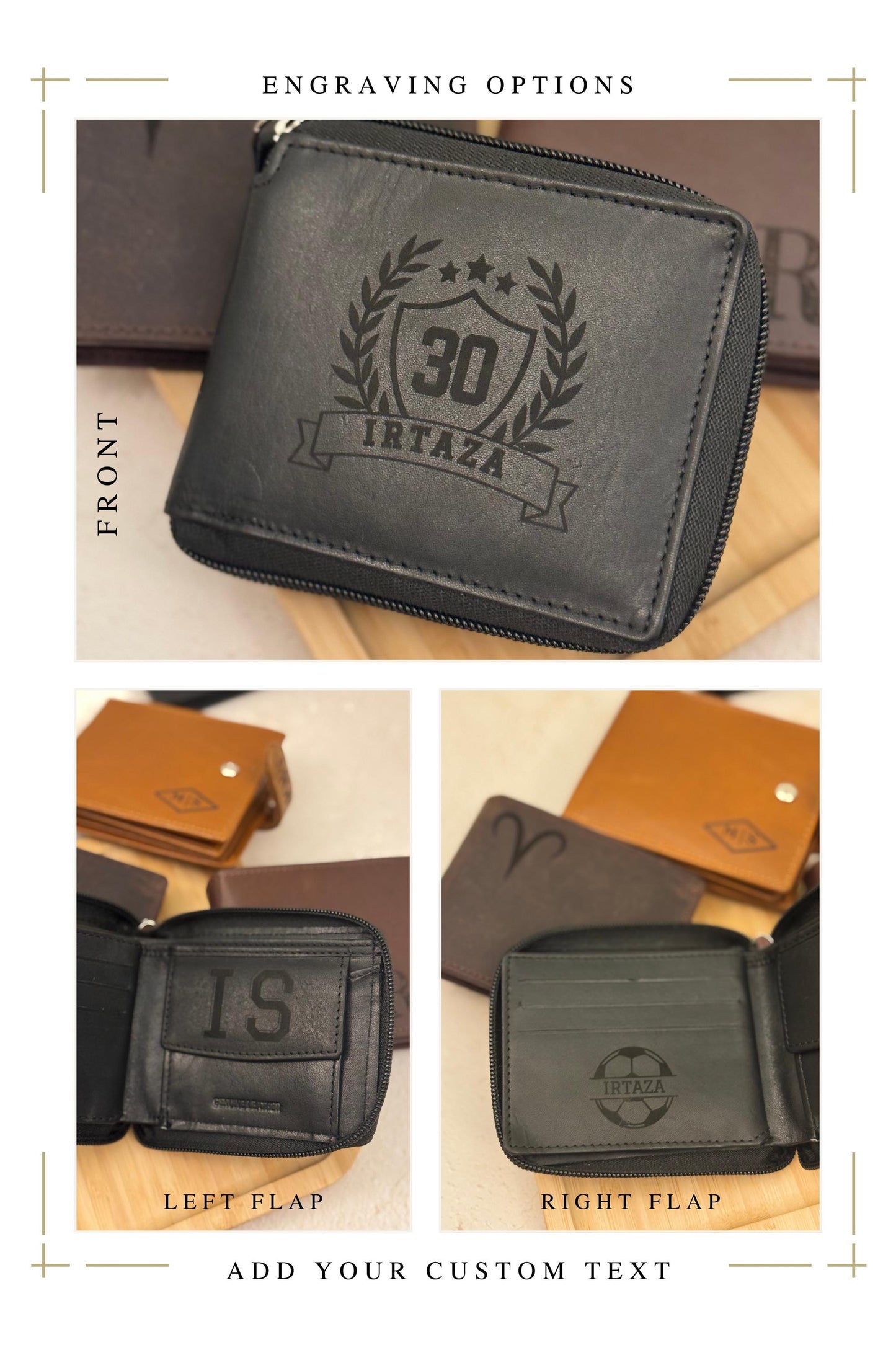 Mens Leather Gift Teenager Gift Wallet Teens Sports Design for Birthday Dad Present Fathers Day Gift Young Adults His Zipper Wallet Present
