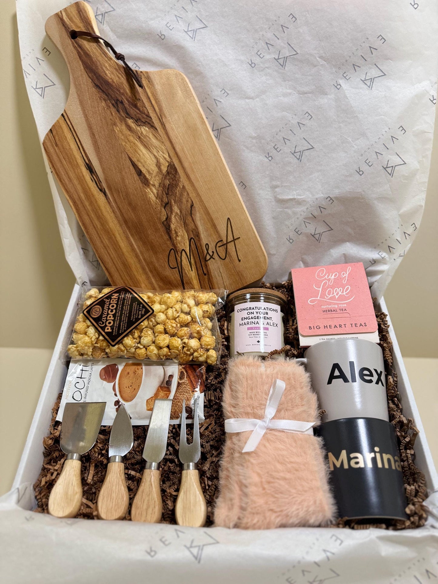 New Home Gift for Couple Wedding Gift Basket Housewarming Gift Set Personalized Charcuterie Board for Newlyweds Realtor Closing Gift Box