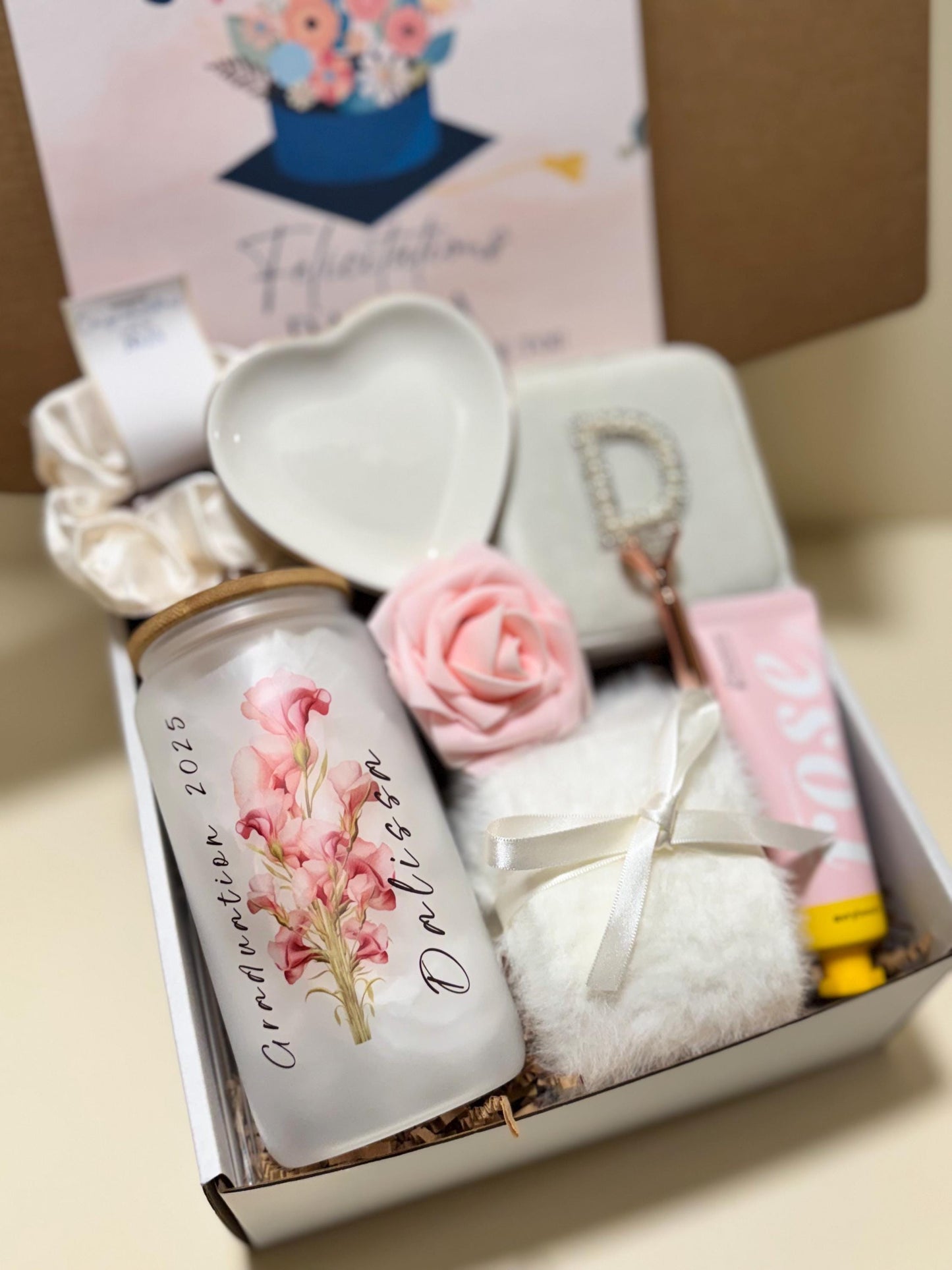 Unique Birthday Gift Box For Her Custom Tumbler Spa Set Best Friend Present Luxury Self Care Package Joy Bundle present for women Happy Mail