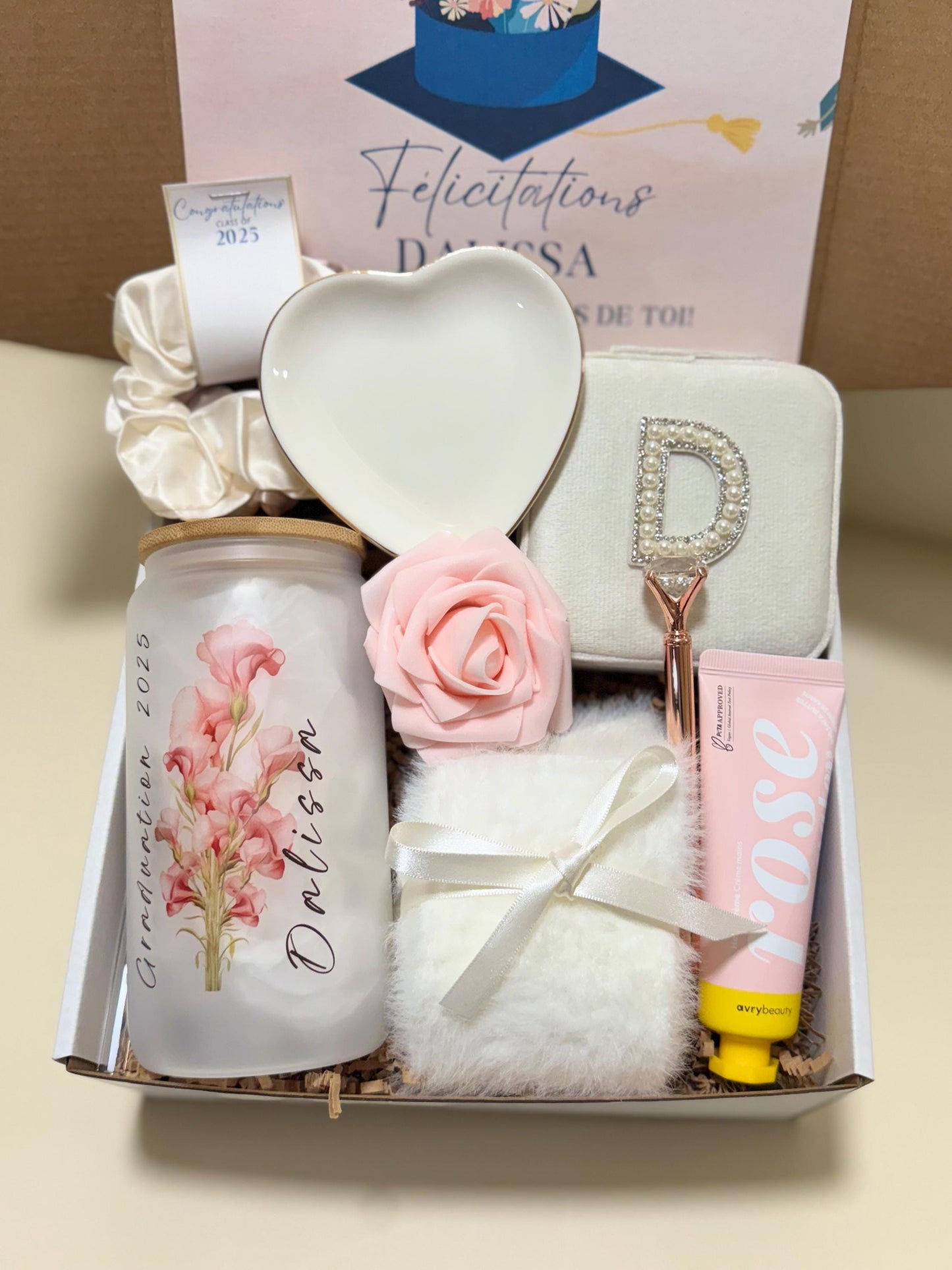 Unique Birthday Gift Box For Her Custom Tumbler Spa Set Best Friend Present Luxury Self Care Package Joy Bundle present for women Happy Mail