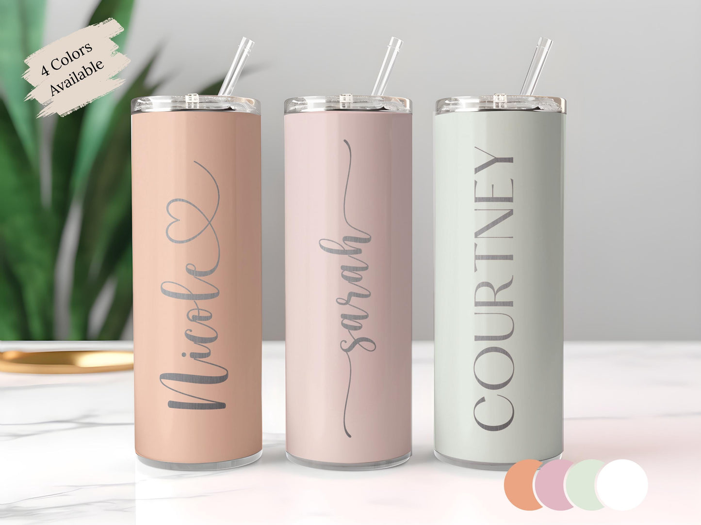 Personalized Skinny Tumbler Engraved Water Bottle Gift For Her Custom Travel Tumbler Laser Engraved Drinkware Gift Friend Birthday Present