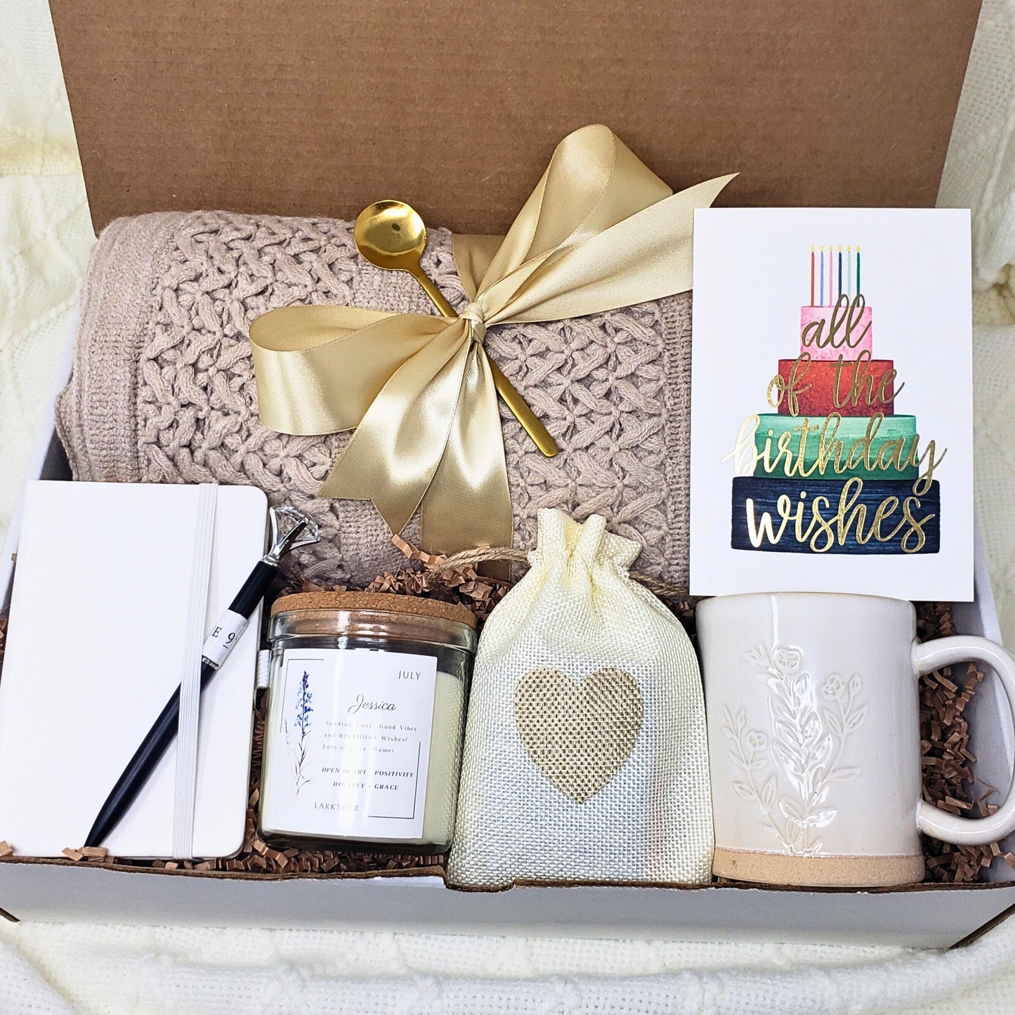 Blanket Gift Box Personalized Candle Pampering Gift Custom Name Mug Cozy Wellness Gift Hygge Care Package Relaxation Birthday Gift for Her