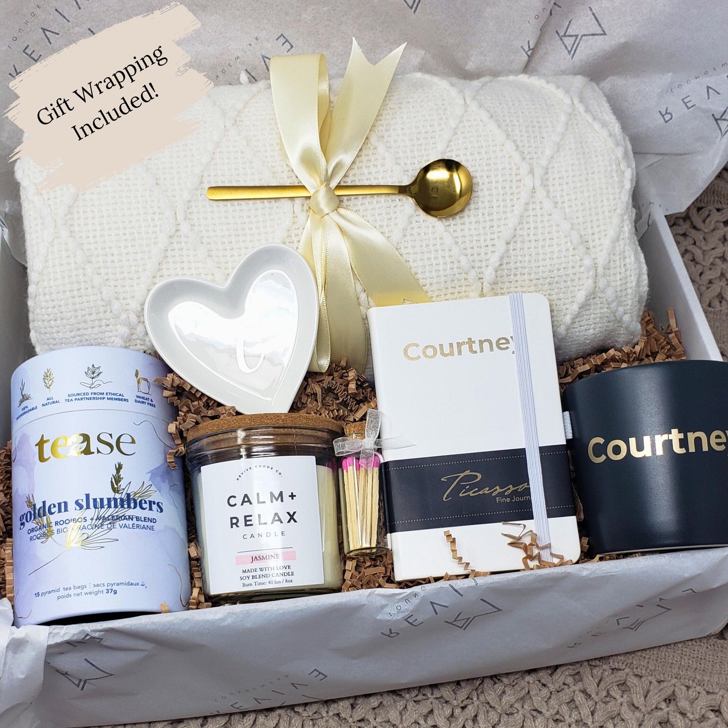 Hygge Gift Box with Blanket Christmas Care Package For Her Birthday Gift Personalized Candle Pampering Gift Box Custom Mug Cozy Wellness Her