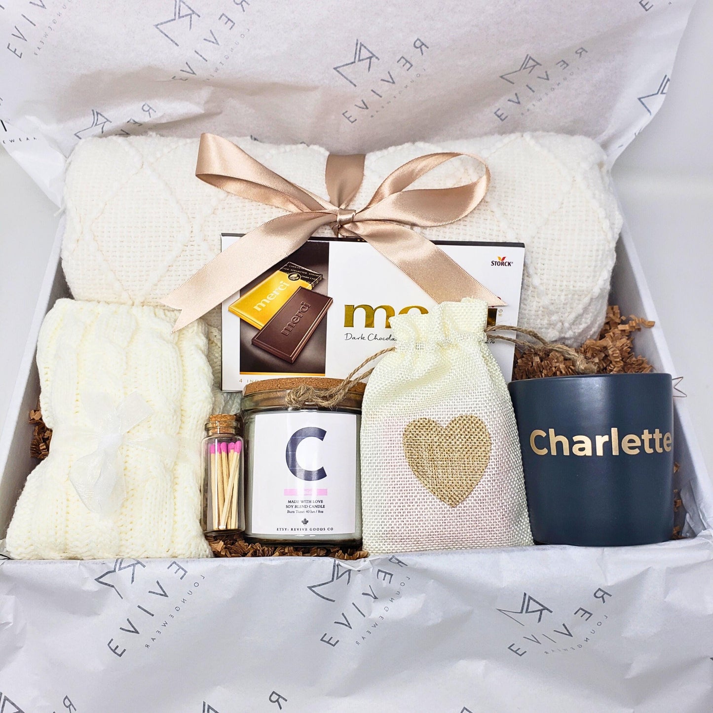 Blanket Gift Box Personalized Candle Pampering Gift Custom Name Mug Cozy Wellness Gift Hygge Care Package Relaxation Birthday Gift for Her