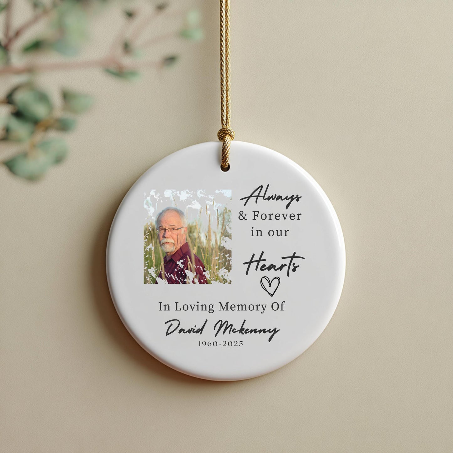 In Loving Memory Keepsake Custom Remembrance Christmas Ornament Gift Personalized Photo Memorial Gift Dad Remembrance Keepsake Tree Ornament