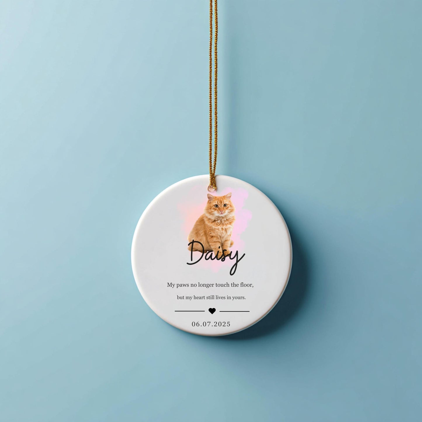 Personalized Cat Ornament with Photo Pet Ornament Memorial Gift Loss of Cat Ornament Breavement Sorry For Your Loss Gift Cat Keepsake Gift