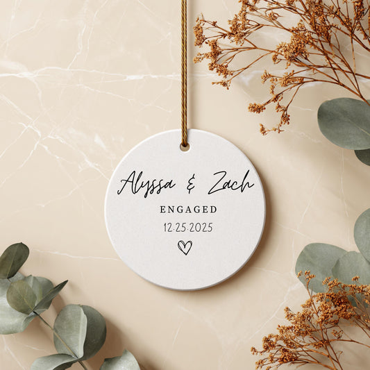 Personalized Engagement Acrylic Ornament Custom Bride To Be Gift First Christmas Bridal Shower Gift New Couple Keepsake Gift for Newly Weds