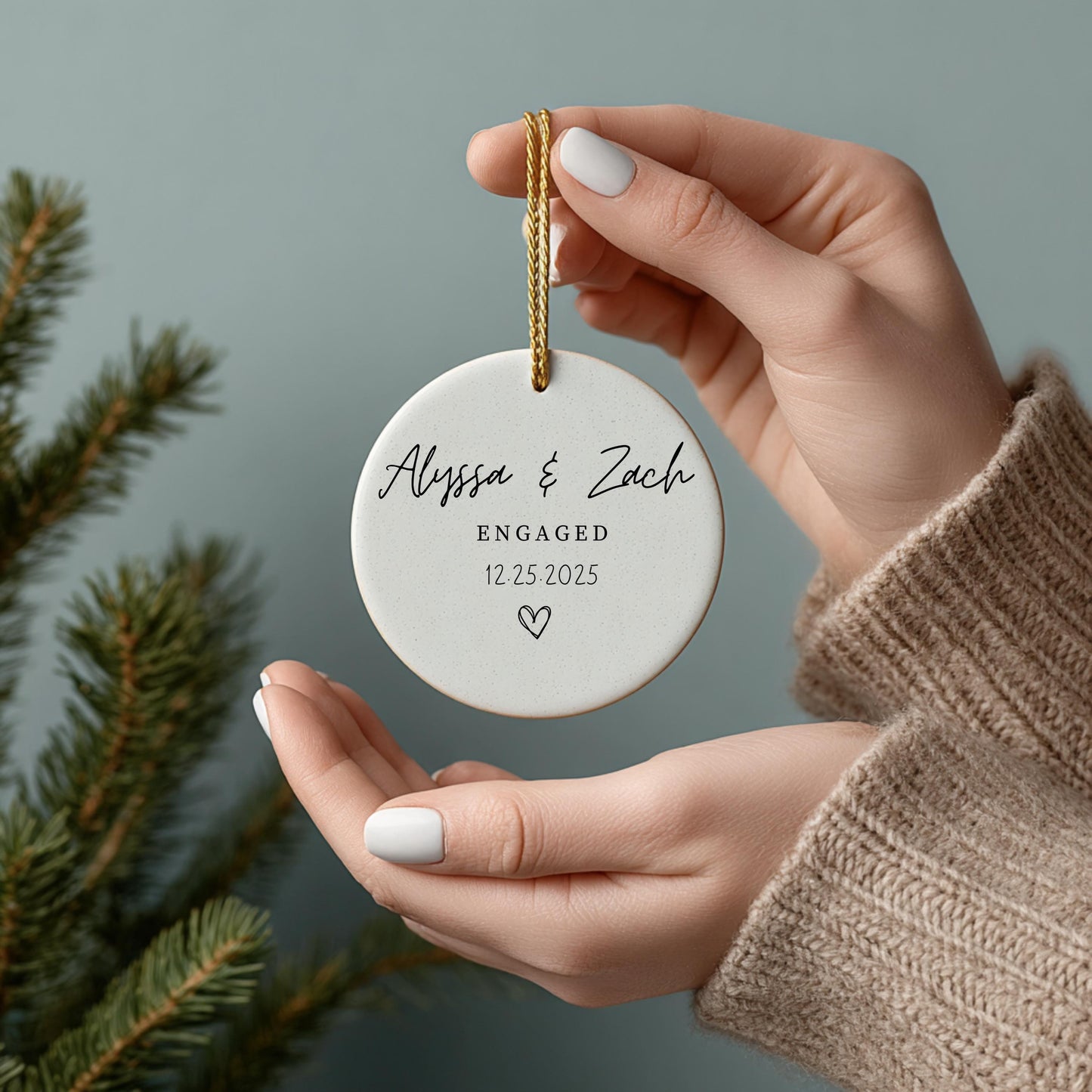 Personalized Engagement Acrylic Ornament Custom Bride To Be Gift First Christmas Bridal Shower Gift New Couple Keepsake Gift for Newly Weds